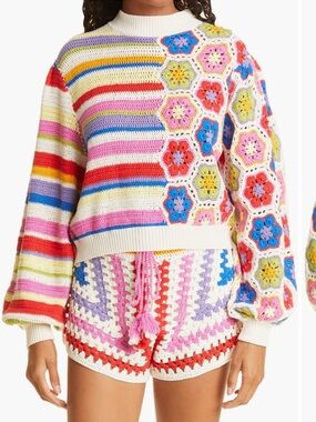 FARM Rio Rainbow Crochet
Squares Sweater